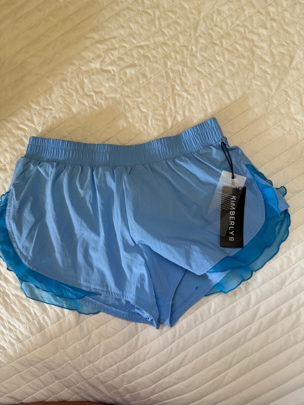 Kimberly Light Blue Double-Layer Athletic Shorts